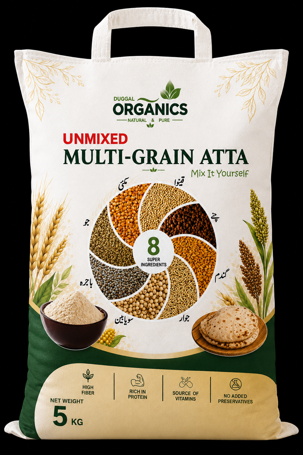 Unmixed Multi-Grain Atta || Power Of 8 Natural Grains || Duggal Organics